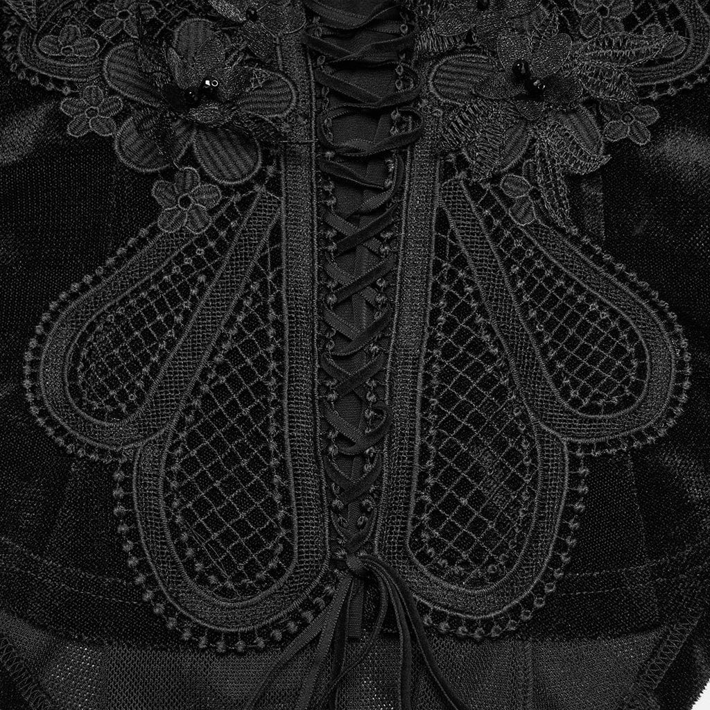 Top a maniche lunghe con lacci ricamati in stile gotico da donna - immagine 8