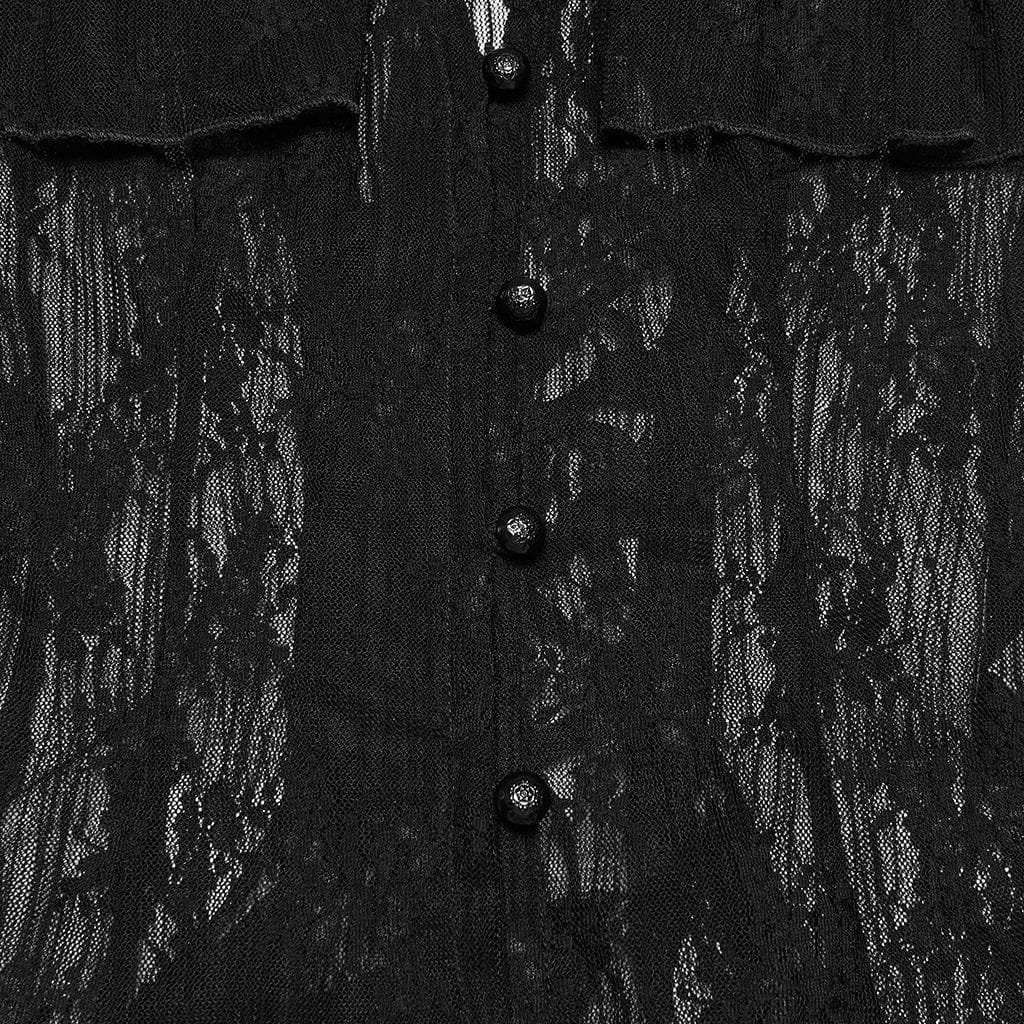 Camicia da donna in pizzo con ritagli floreali gotici - immagine 9