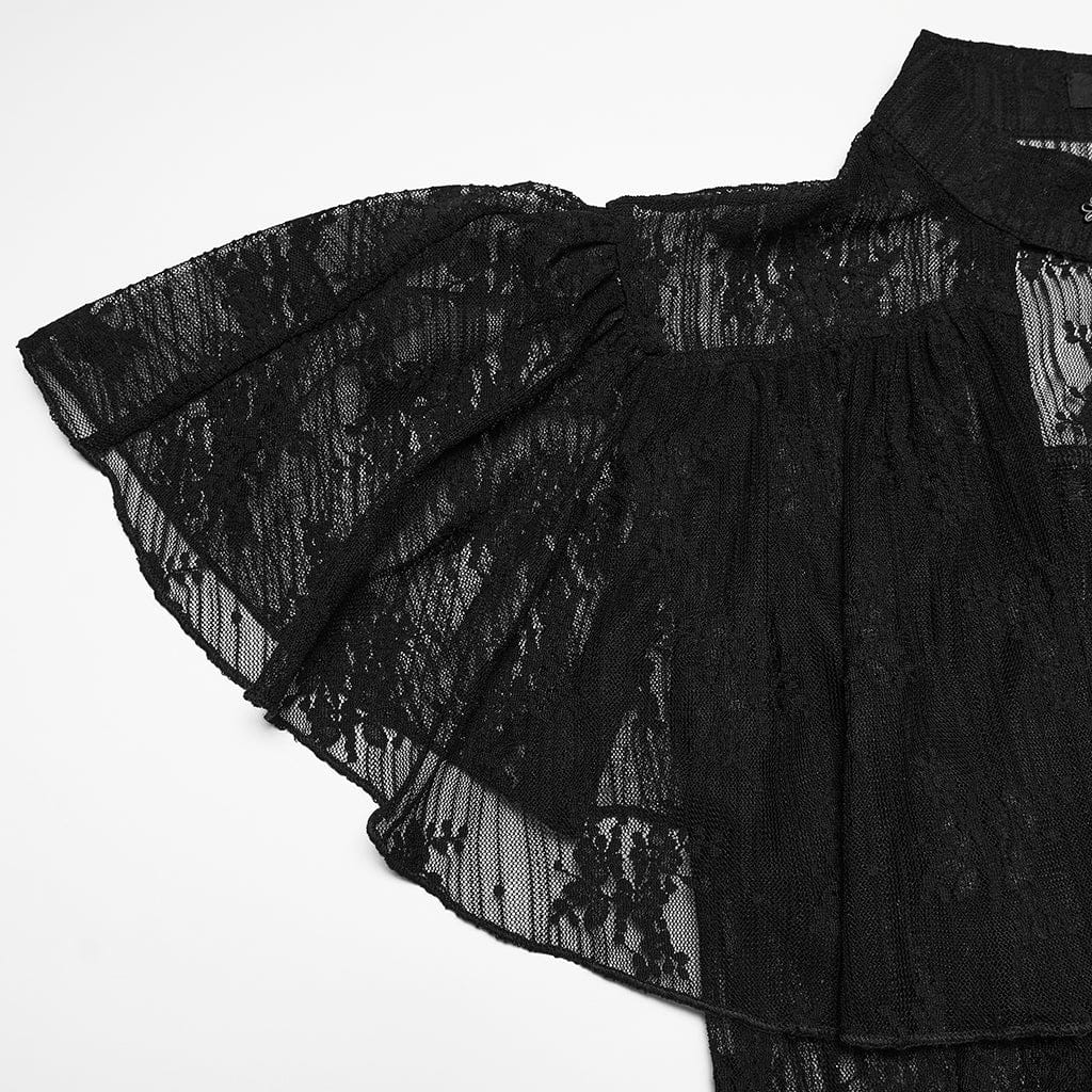 Camicia da donna in pizzo con ritagli floreali gotici - immagine 8