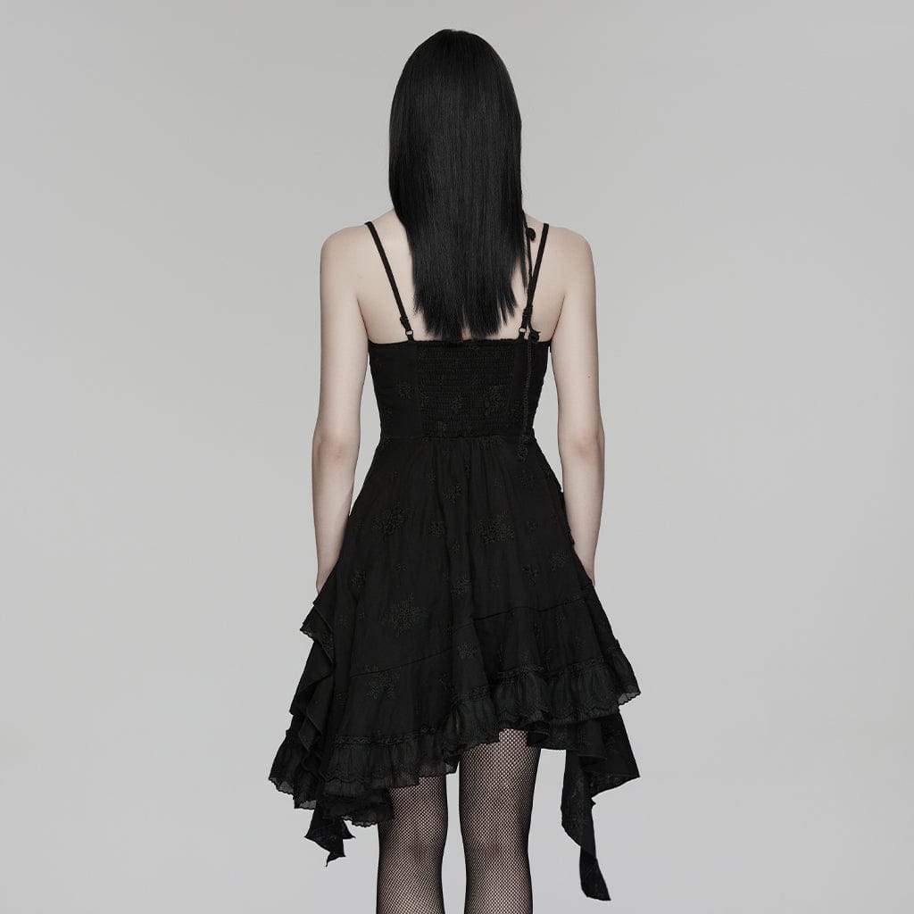 Abito da laurea asimmetrico con ricami floreali gotici da donna - immagine 4