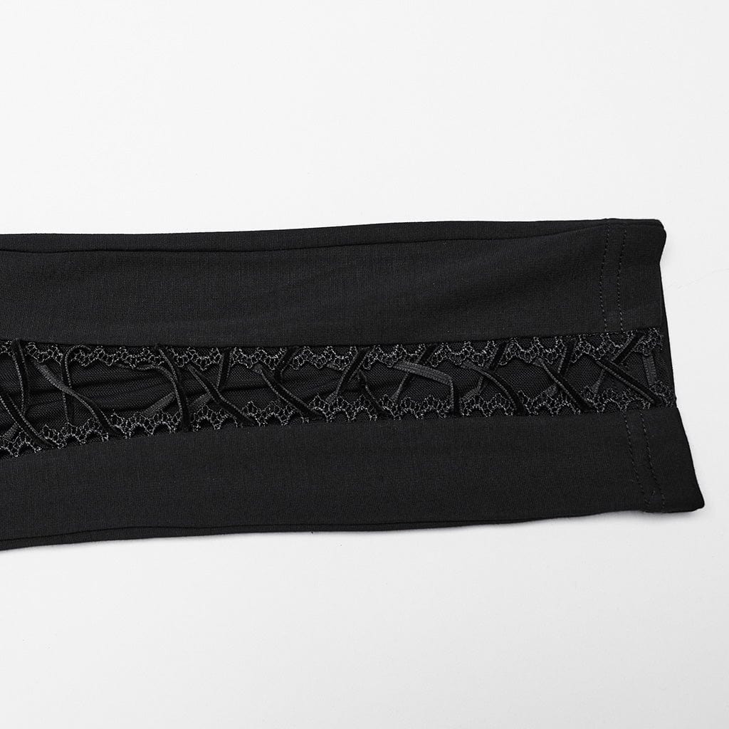 Leggings con lacci ricamati floreali gotici da donna - immagine 9