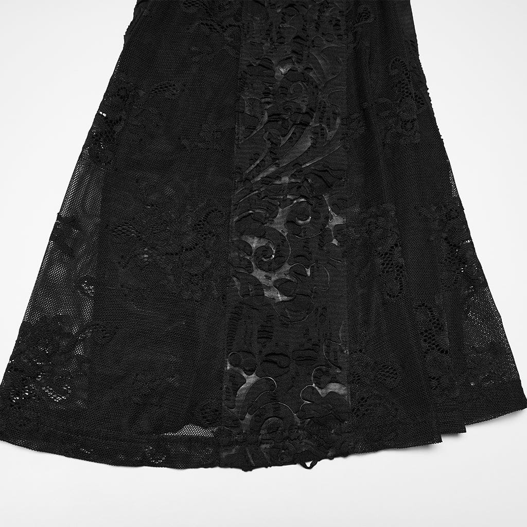 Pantaloni svasati in jacquard floreale gotico da donna - immagine 8