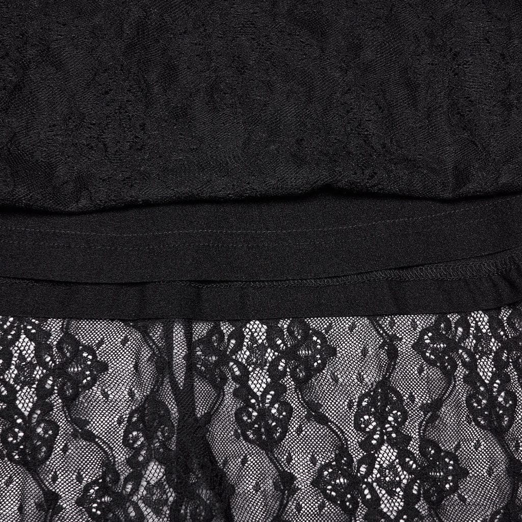 Abito da donna con scollo all'americana e incrocio in rete floreale gotica - immagine 9