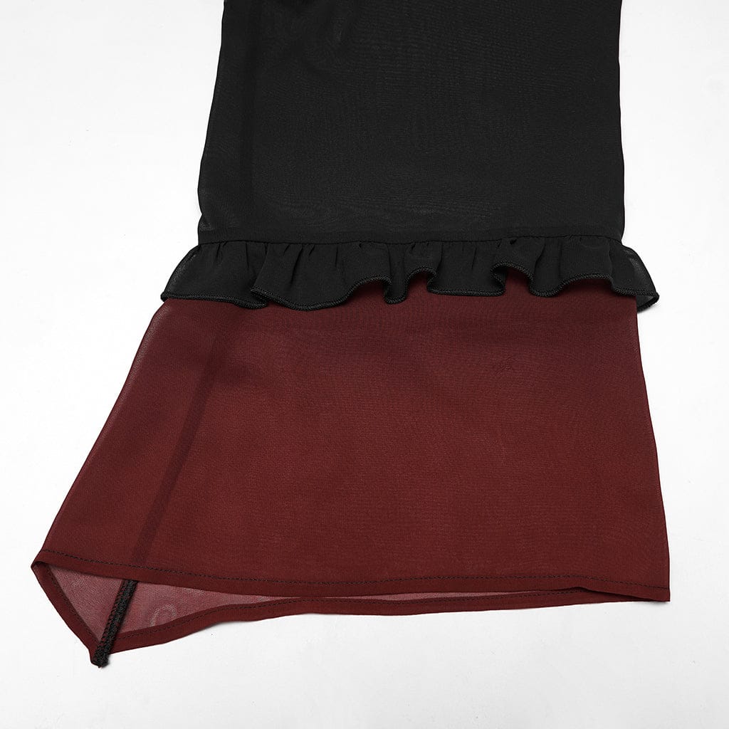 Camicia da donna in chiffon trasparente con maniche svasate e sfumate in stile gotico - immagine 8