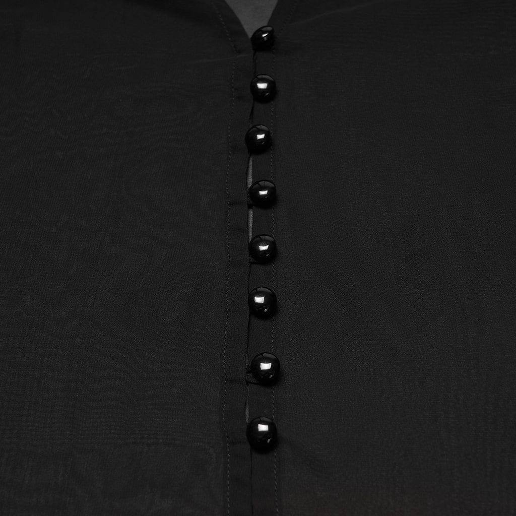 Camicia da donna in chiffon trasparente con maniche svasate e sfumate in stile gotico - immagine 7