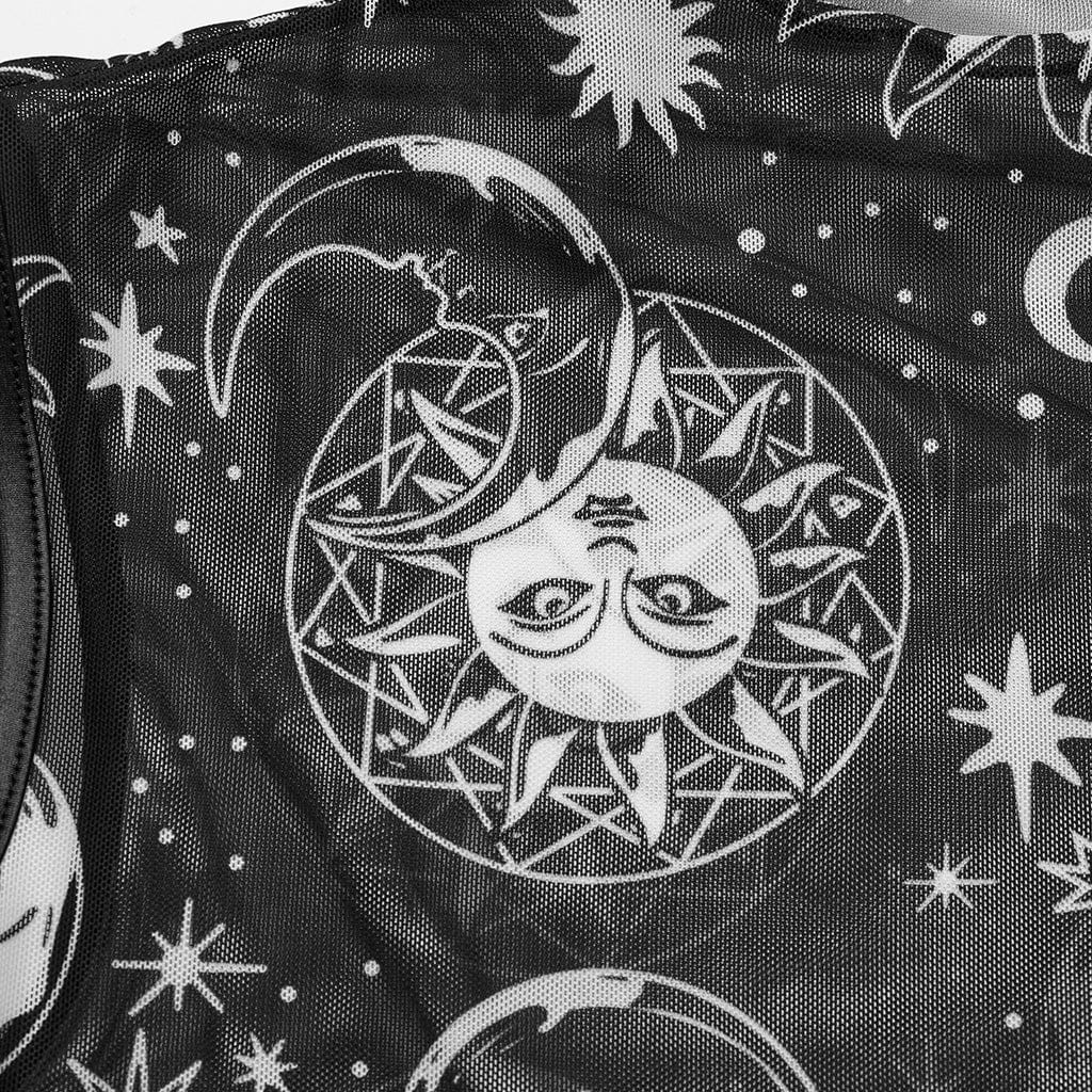 Canotta da donna in rete solare con colletto semi-alto gotico - immagine 8