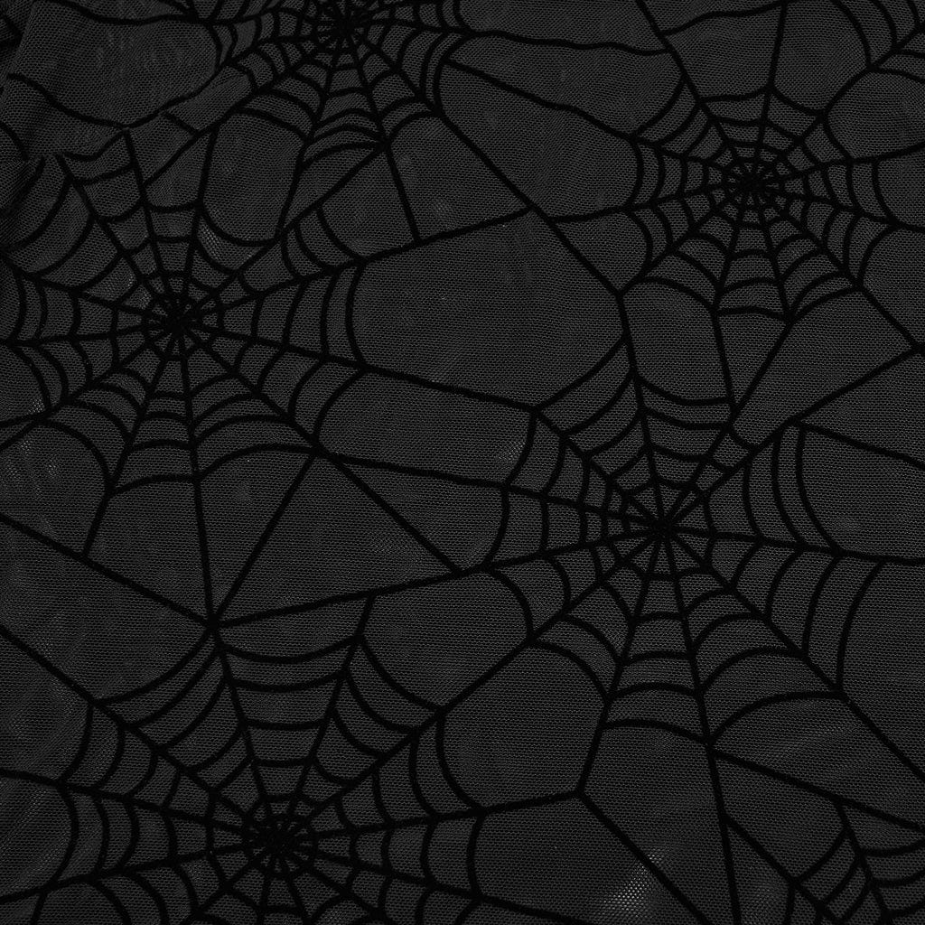 Top in rete con ragnatela e scollo all'americana da donna, colore nero - immagine 7