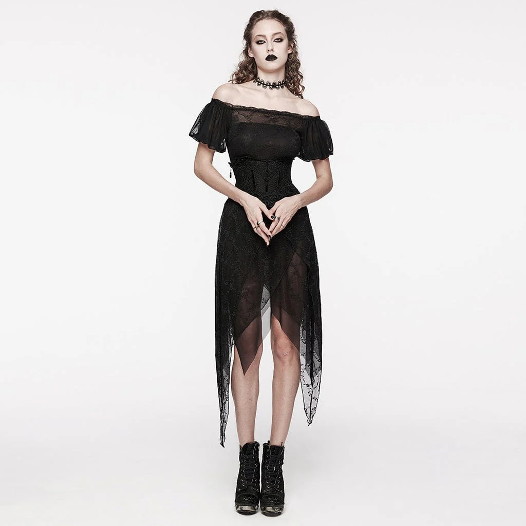 Abito in rete gotico irregolare con maniche a sbuffo da donna - immagine 3