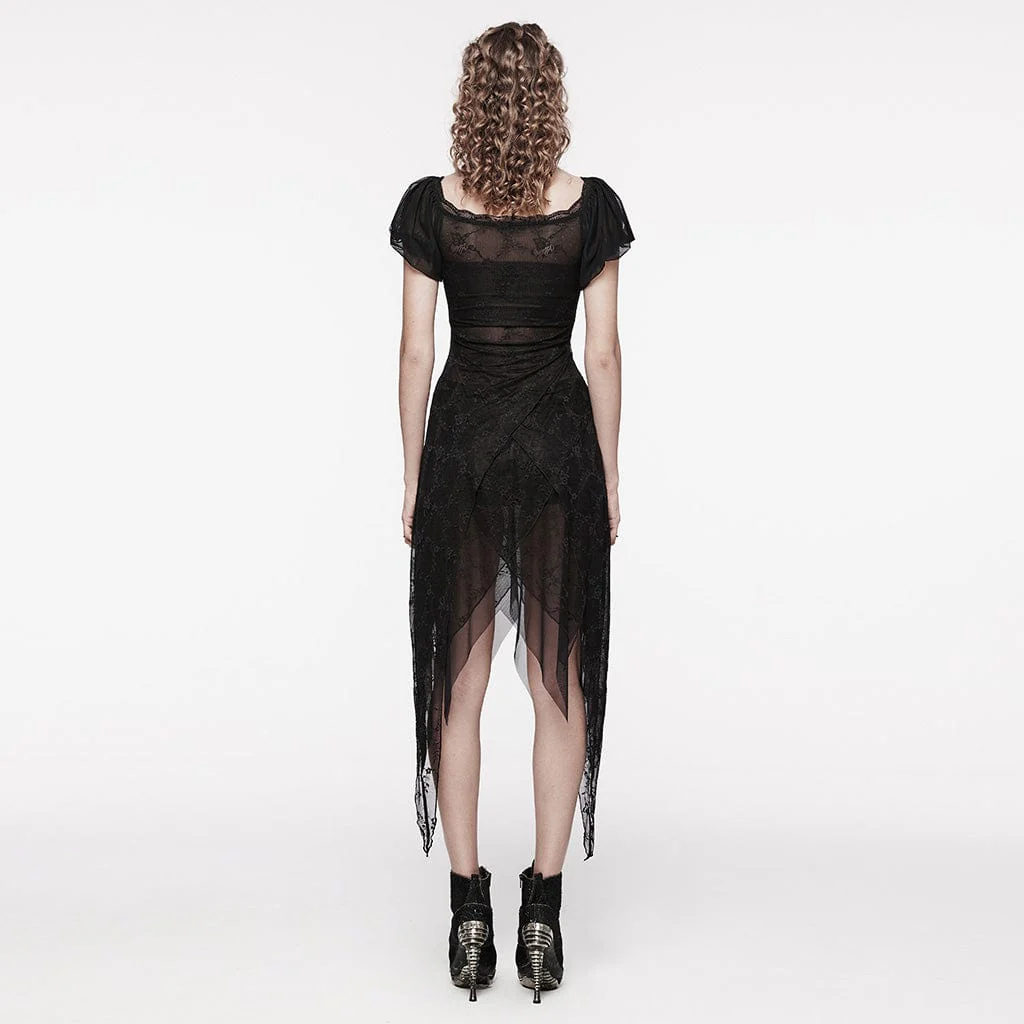 Abito in rete gotico irregolare con maniche a sbuffo da donna - immagine 5