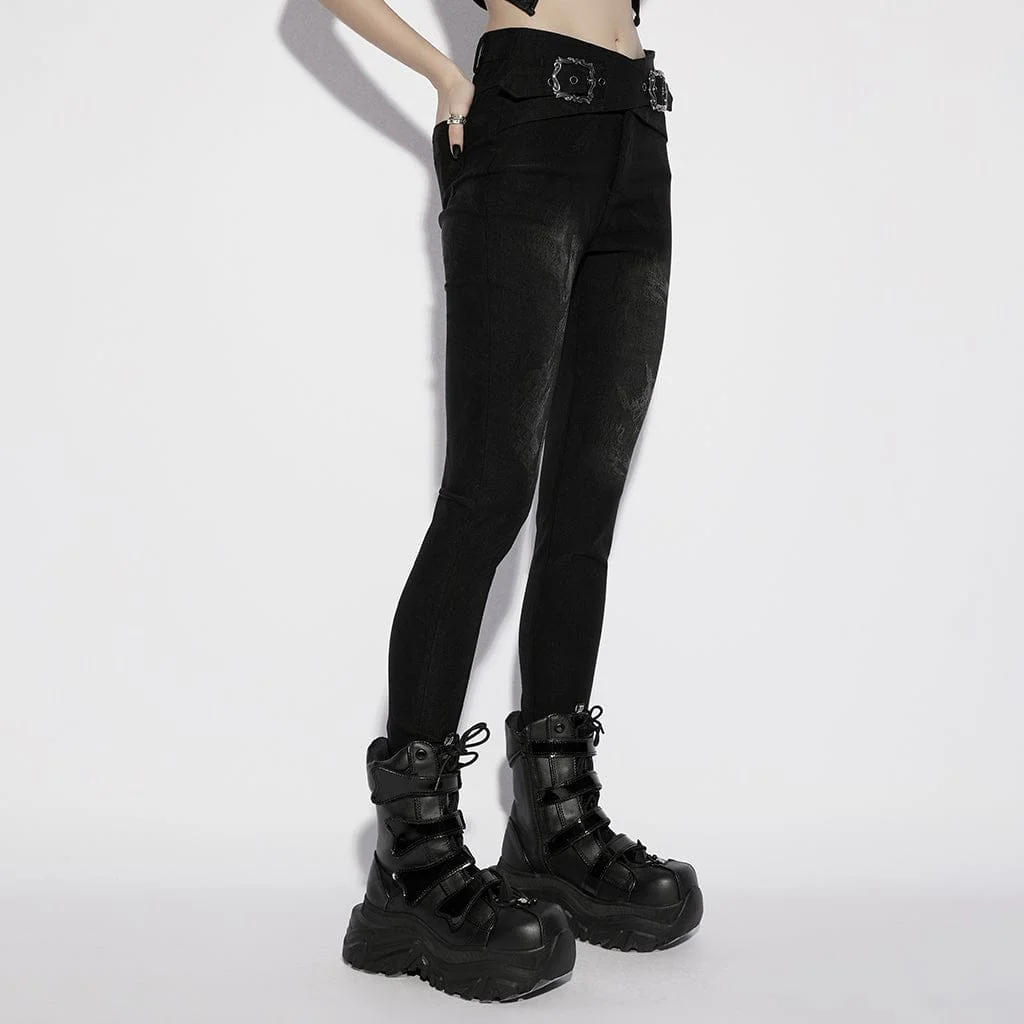 Pantaloni con fibbia in jacquard gotico da donna - immagine 3