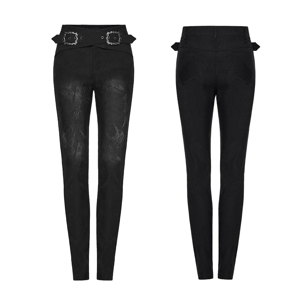 Pantaloni con fibbia in jacquard gotico da donna - immagine 6