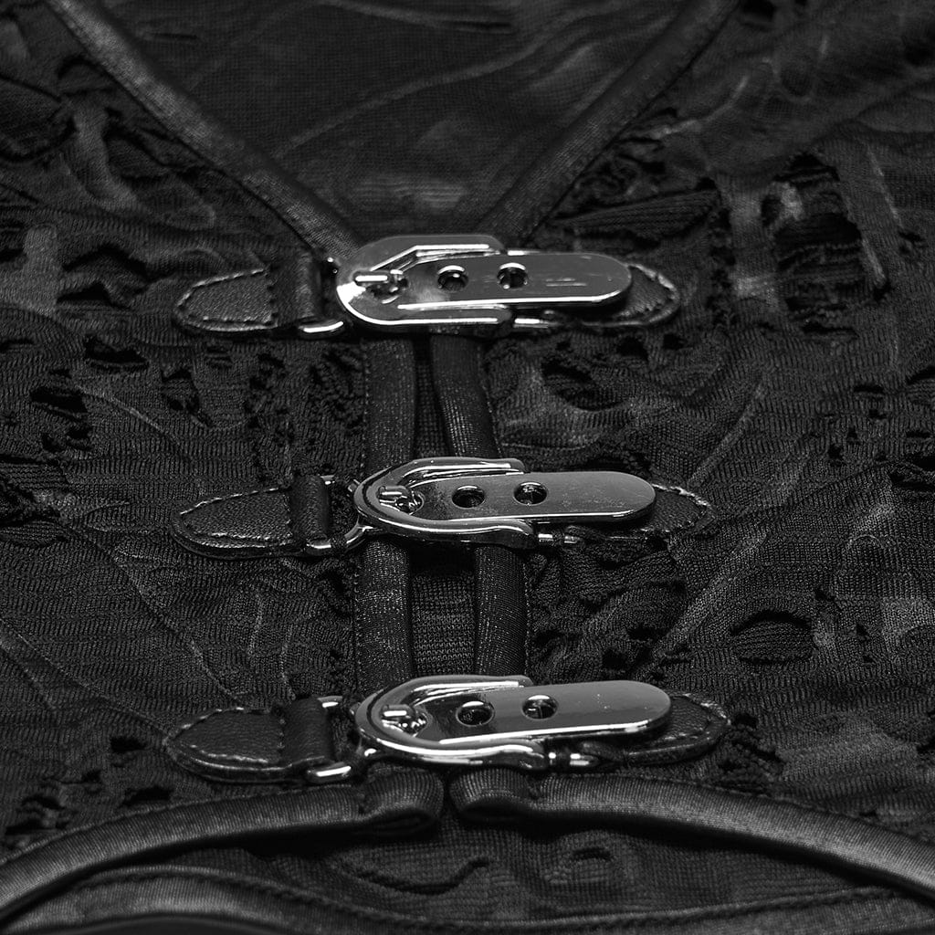 Gilet da donna con scollo profondo irregolare in jacquard gotico - immagine 7