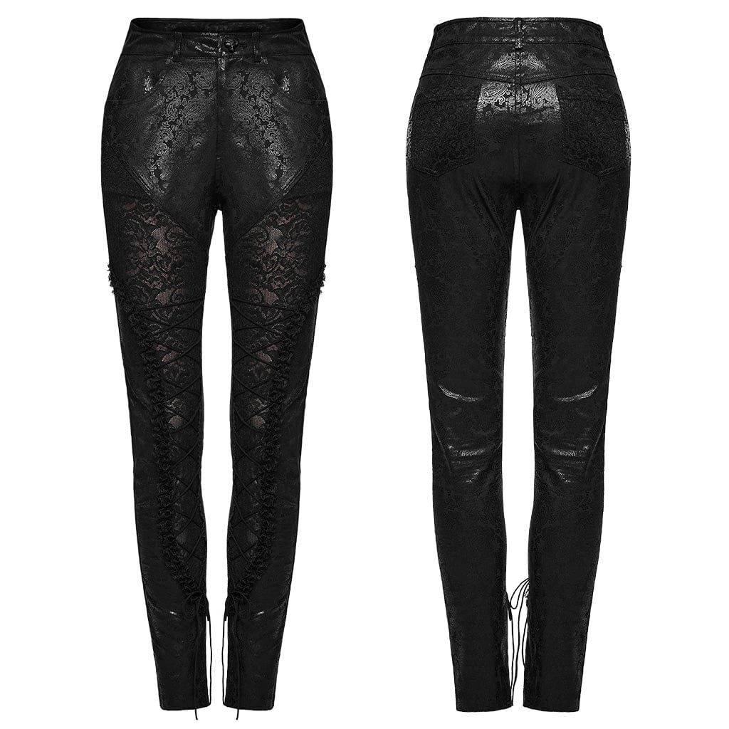 Leggings con lacci in pizzo gotico da donna - immagine 6