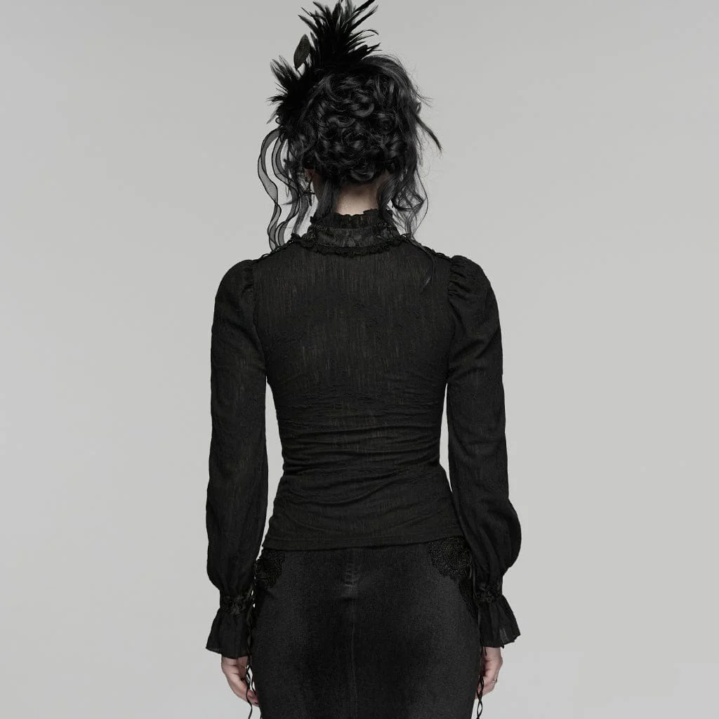 Maglione a maniche lunghe in pizzo gotico da donna - immagine 4