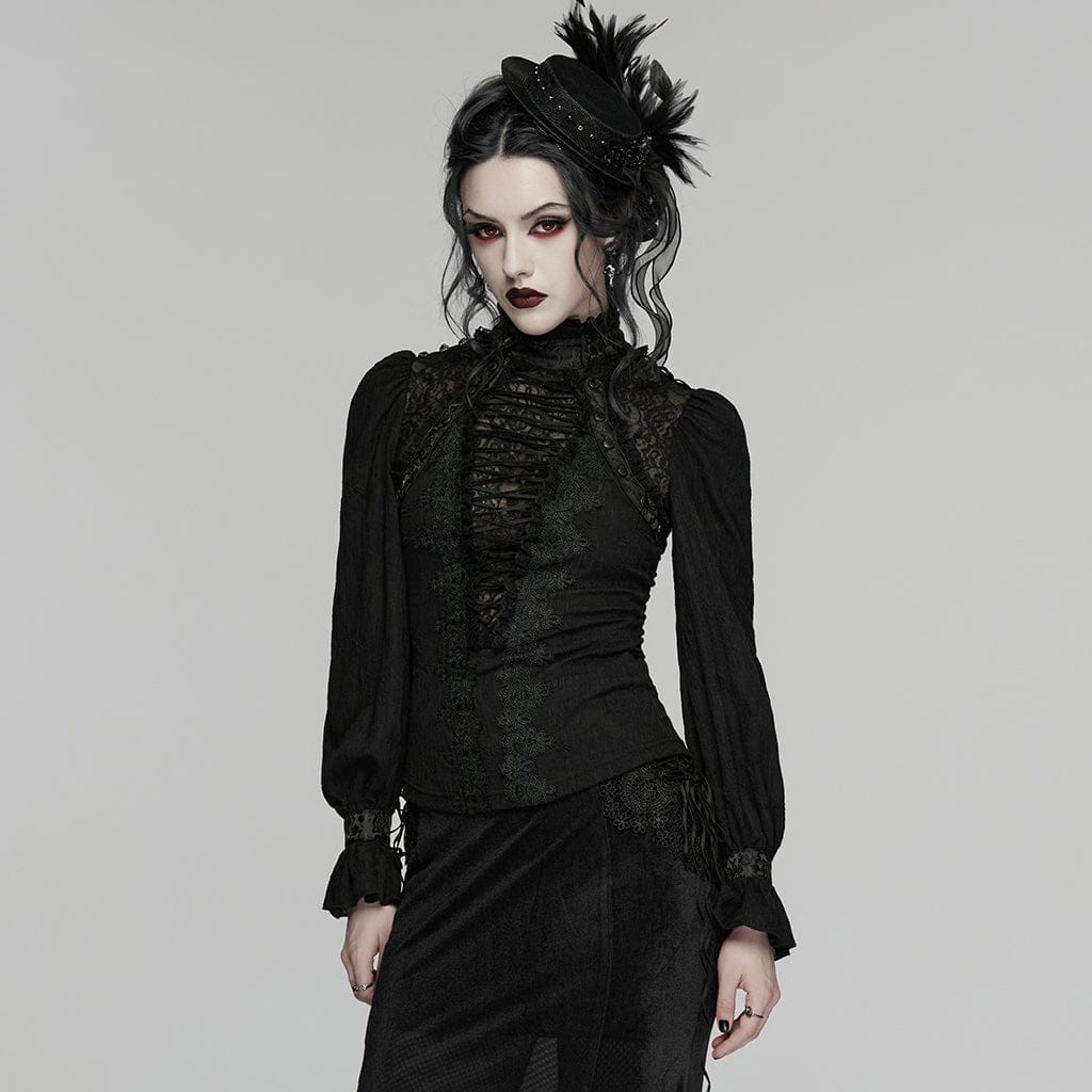 Maglione a maniche lunghe in pizzo gotico da donna - immagine 3