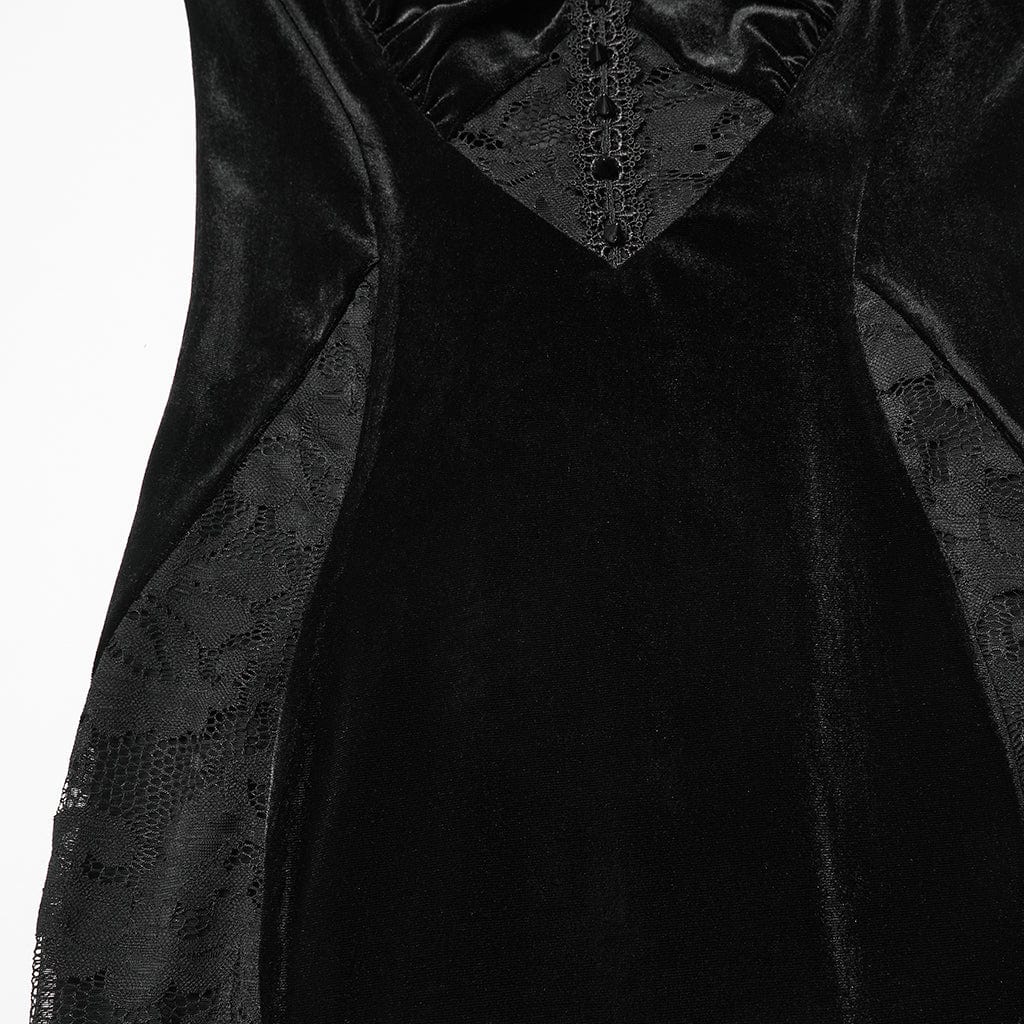 Abito sottoveste con lacci e giunture in pizzo gotico da donna - immagine 8