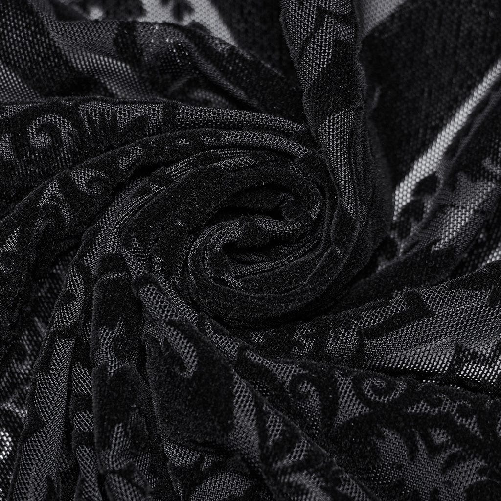 Gonna in maglia floccata trasparente con lacci gotici da donna - immagine 9