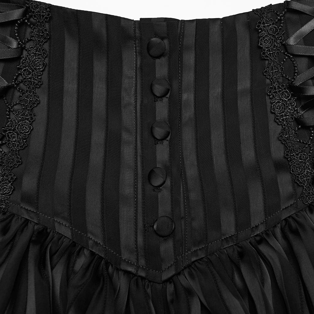 Pantaloncini da donna in stile gotico con lacci e strisce a forma di zucca, neri - immagine 9