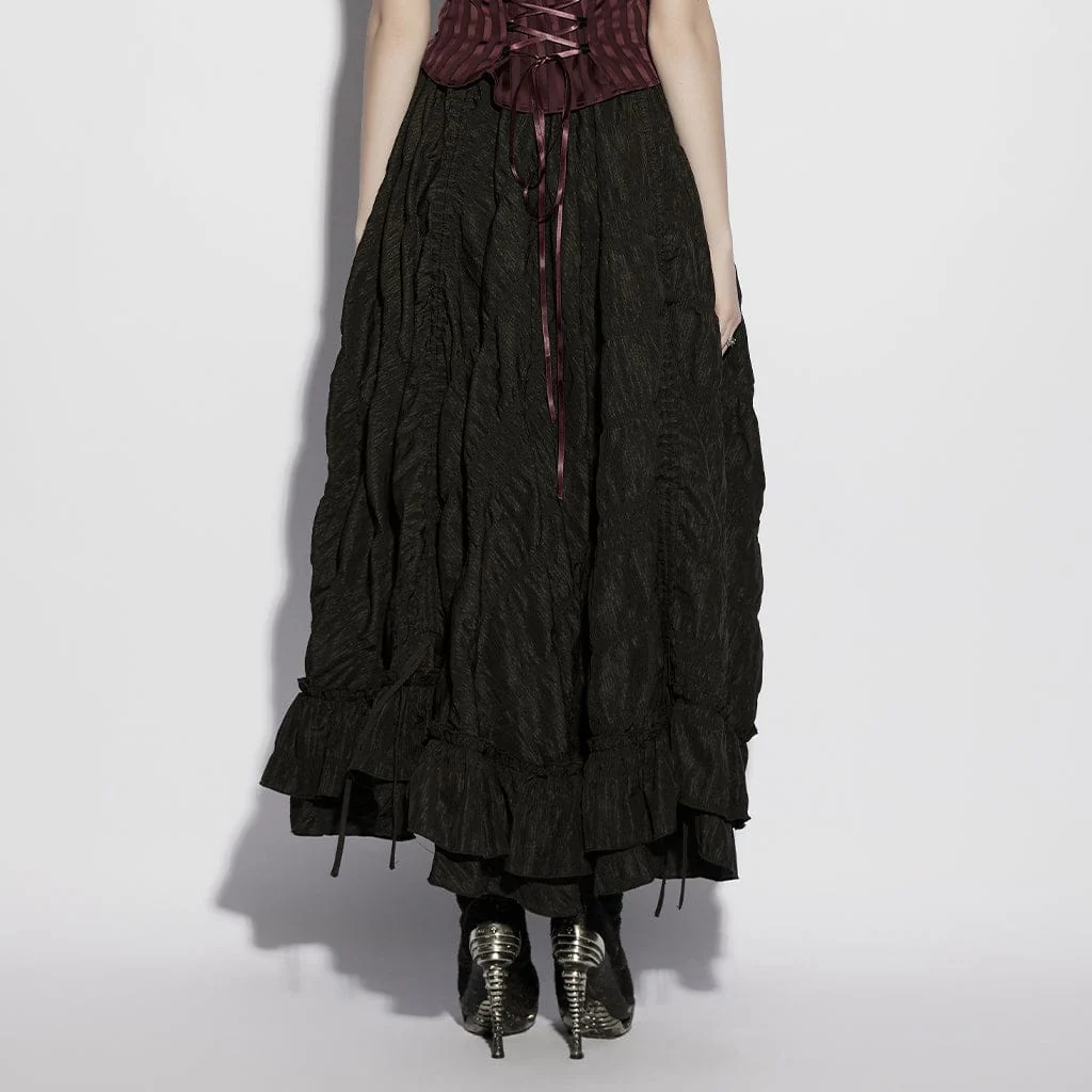 Gonna retrò arricciata con coulisse a strati in stile gotico da donna - immagine 4