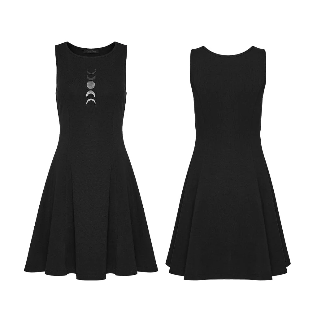 Abito da laurea senza maniche con stampa delle fasi lunari in stile gotico da donna - immagine 6