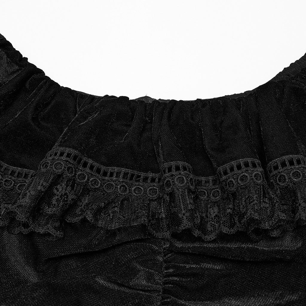 Abito da ballo in rete con volant e spalle scoperte in stile gotico da donna - immagine 7