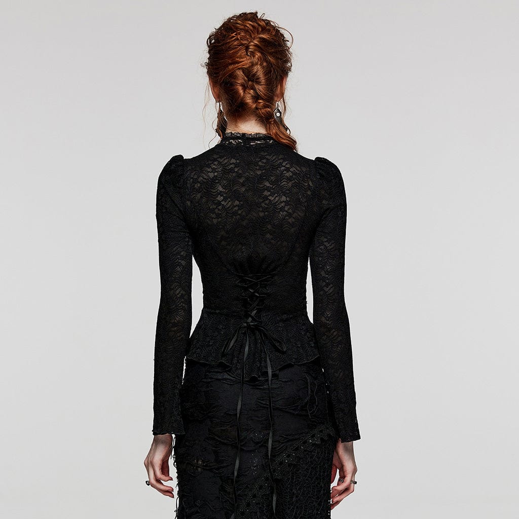 Camicia da donna in pizzo gotico con lacci - immagine 4