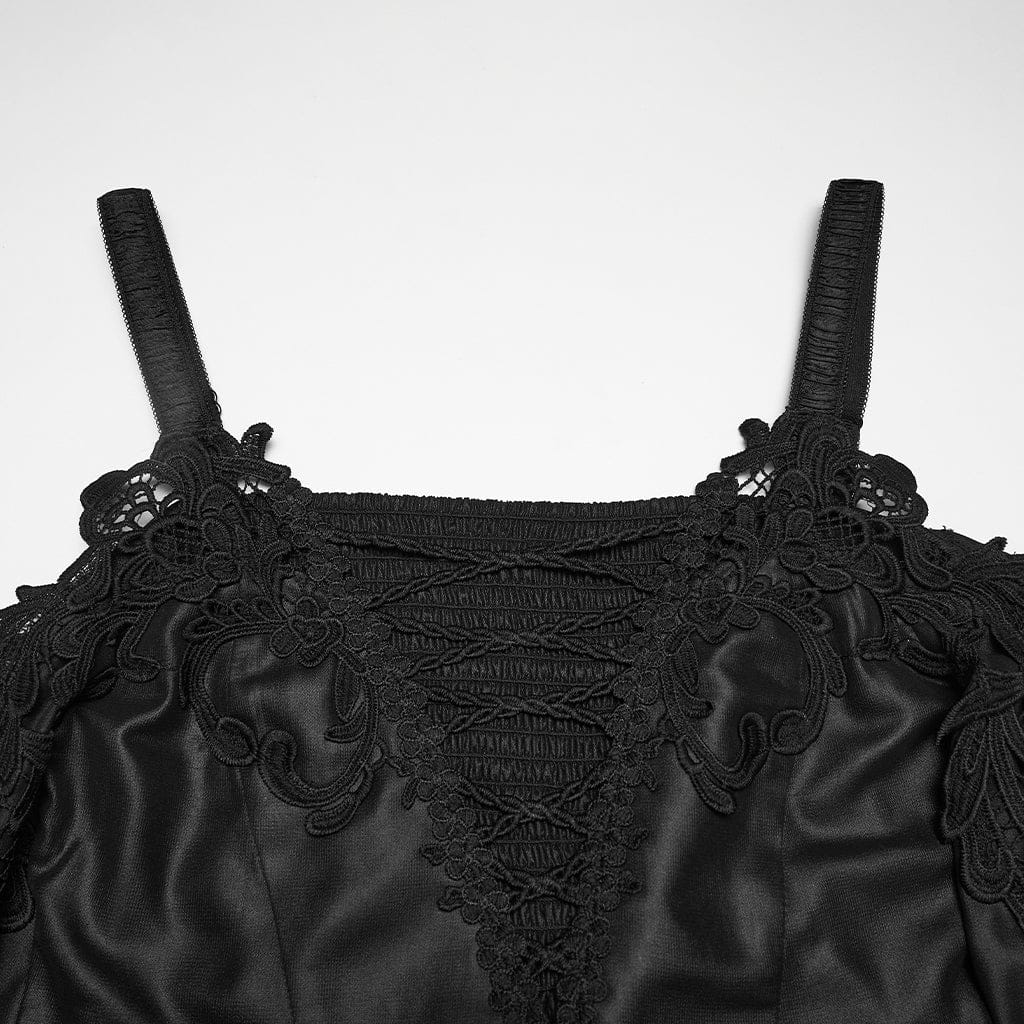 Abito da sposa lungo con spalle scoperte e scollo a V in stile gotico da donna - immagine 7