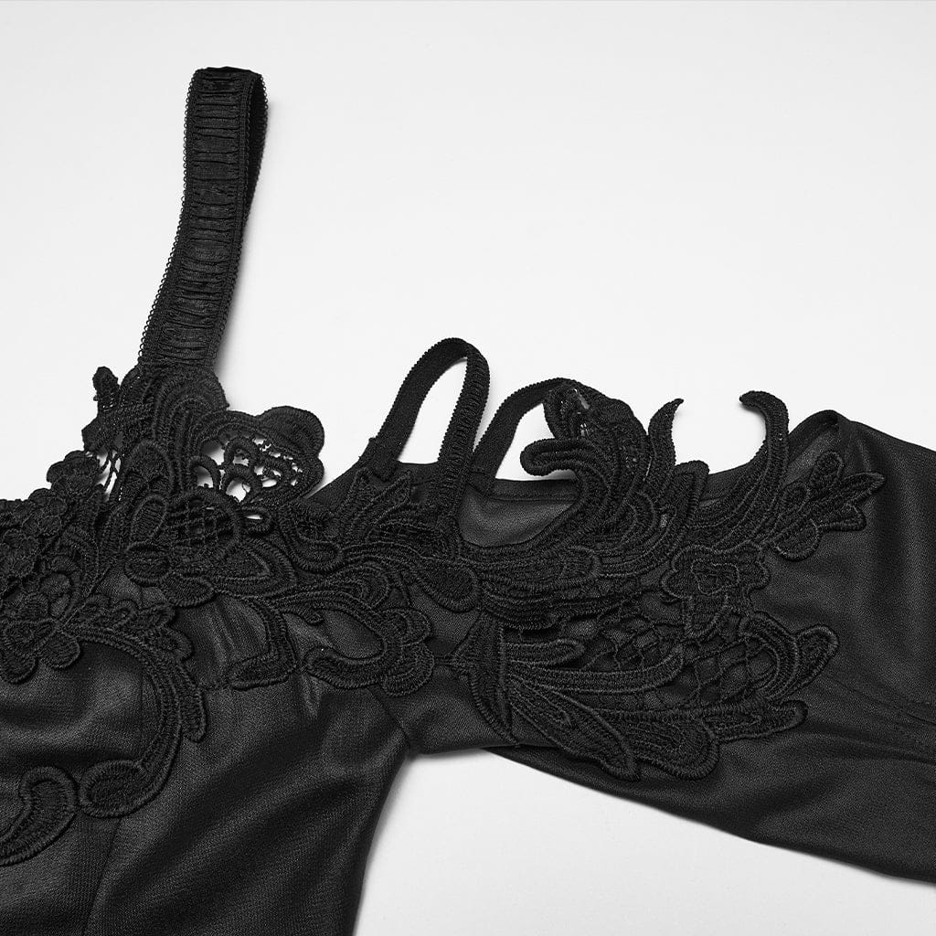 Abito da sposa lungo con spalle scoperte e scollo a V in stile gotico da donna - immagine 8