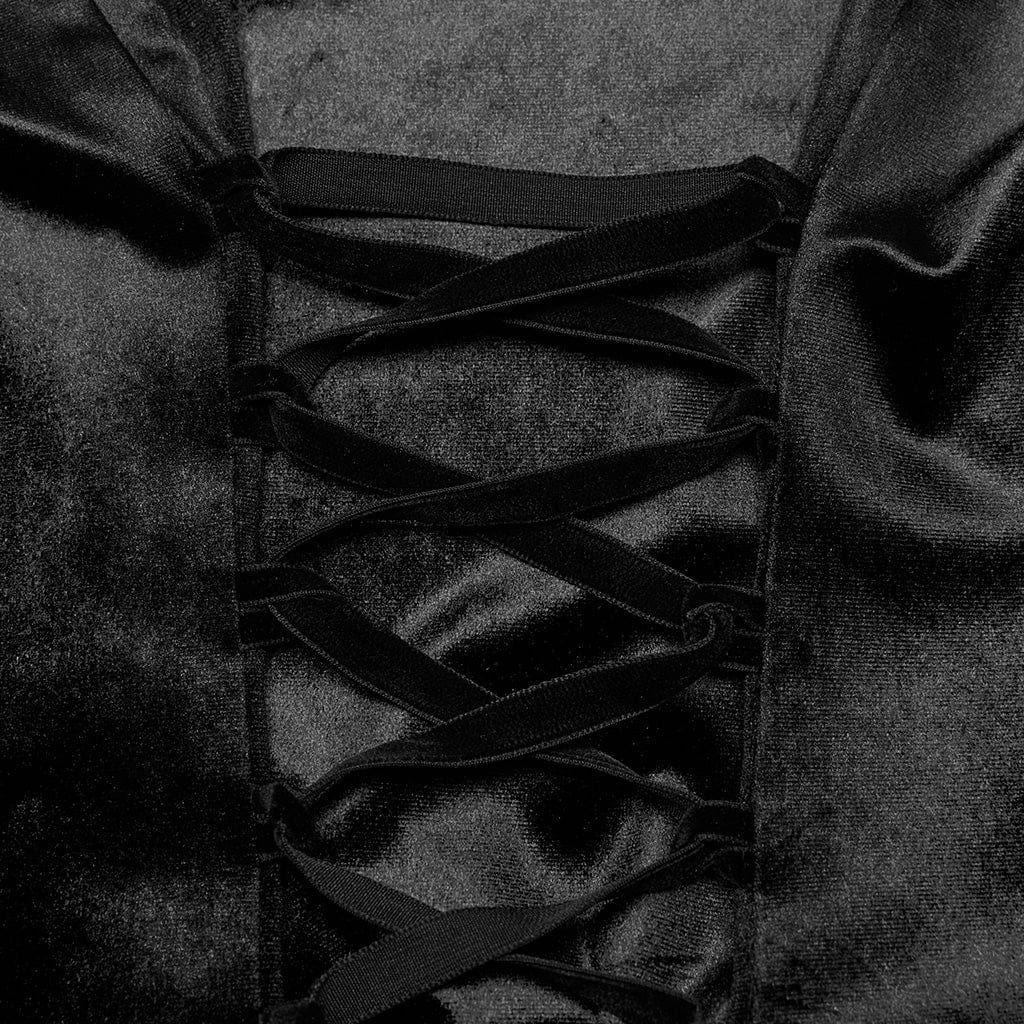 Camicia da donna in velluto sfumato con maniche a sbuffo in stile gotico - immagine 9