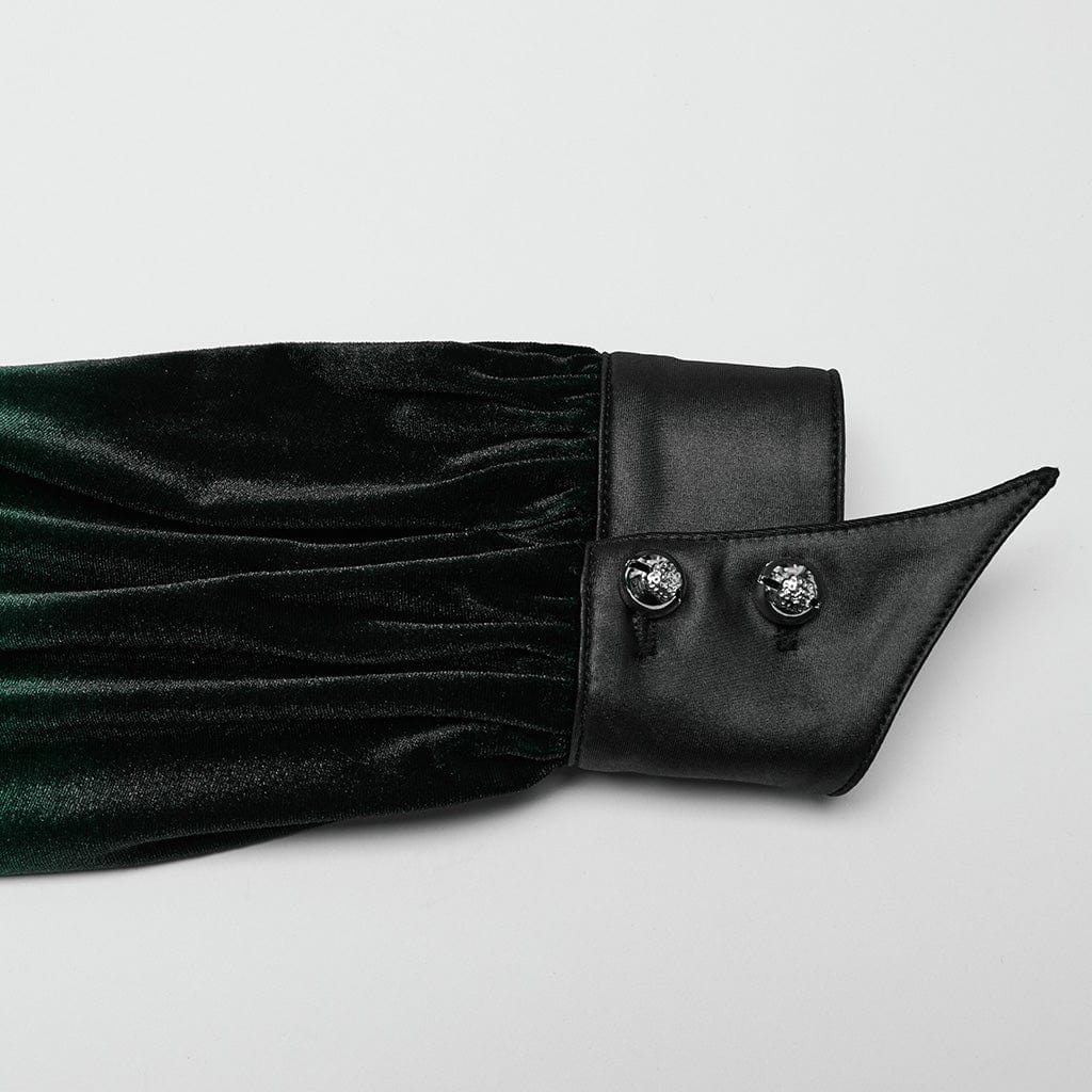 Camicia da donna in velluto sfumato con maniche a sbuffo gotica, verde - immagine 8
