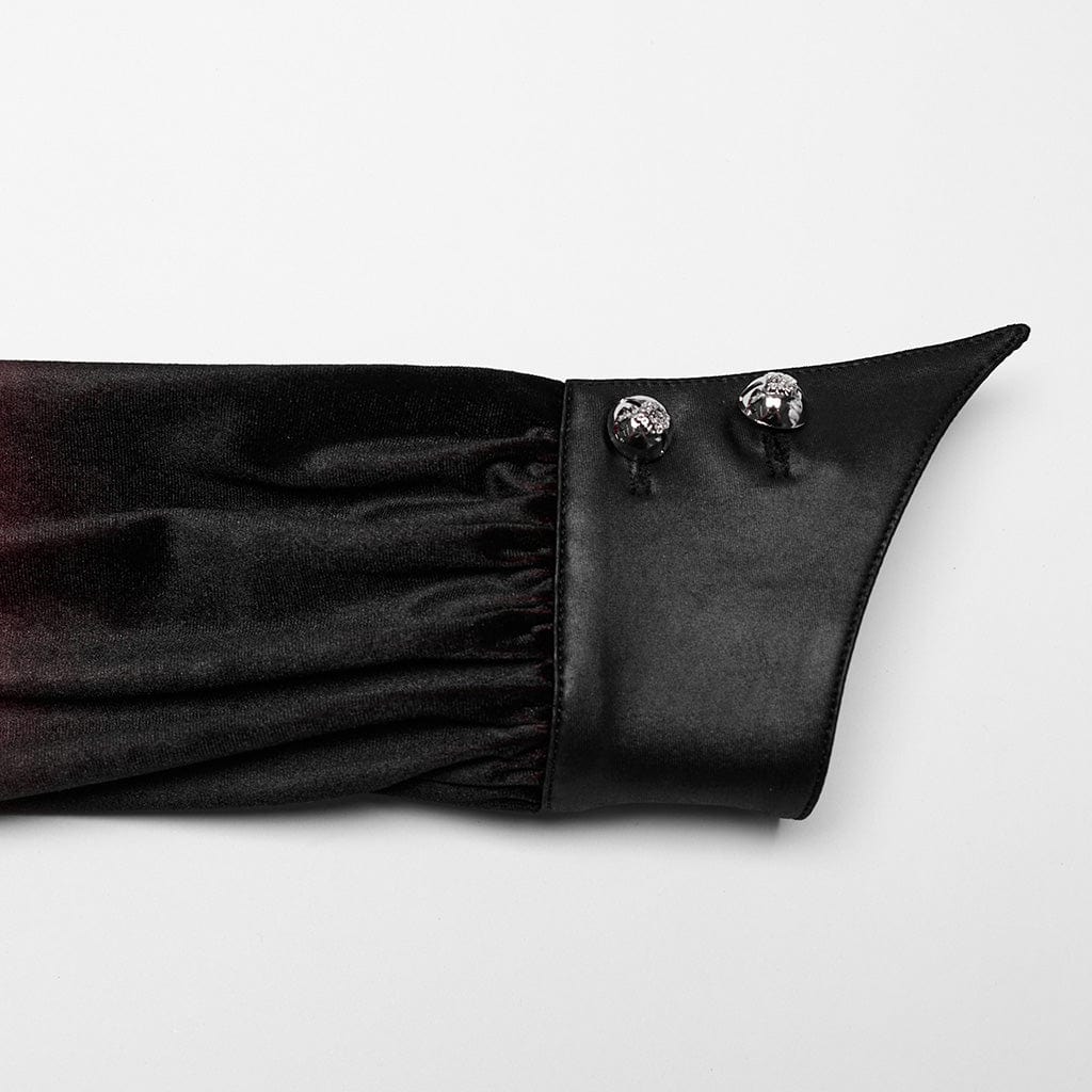 Camicia da donna in velluto sfumato con maniche a sbuffo gotica, rossa - immagine 8