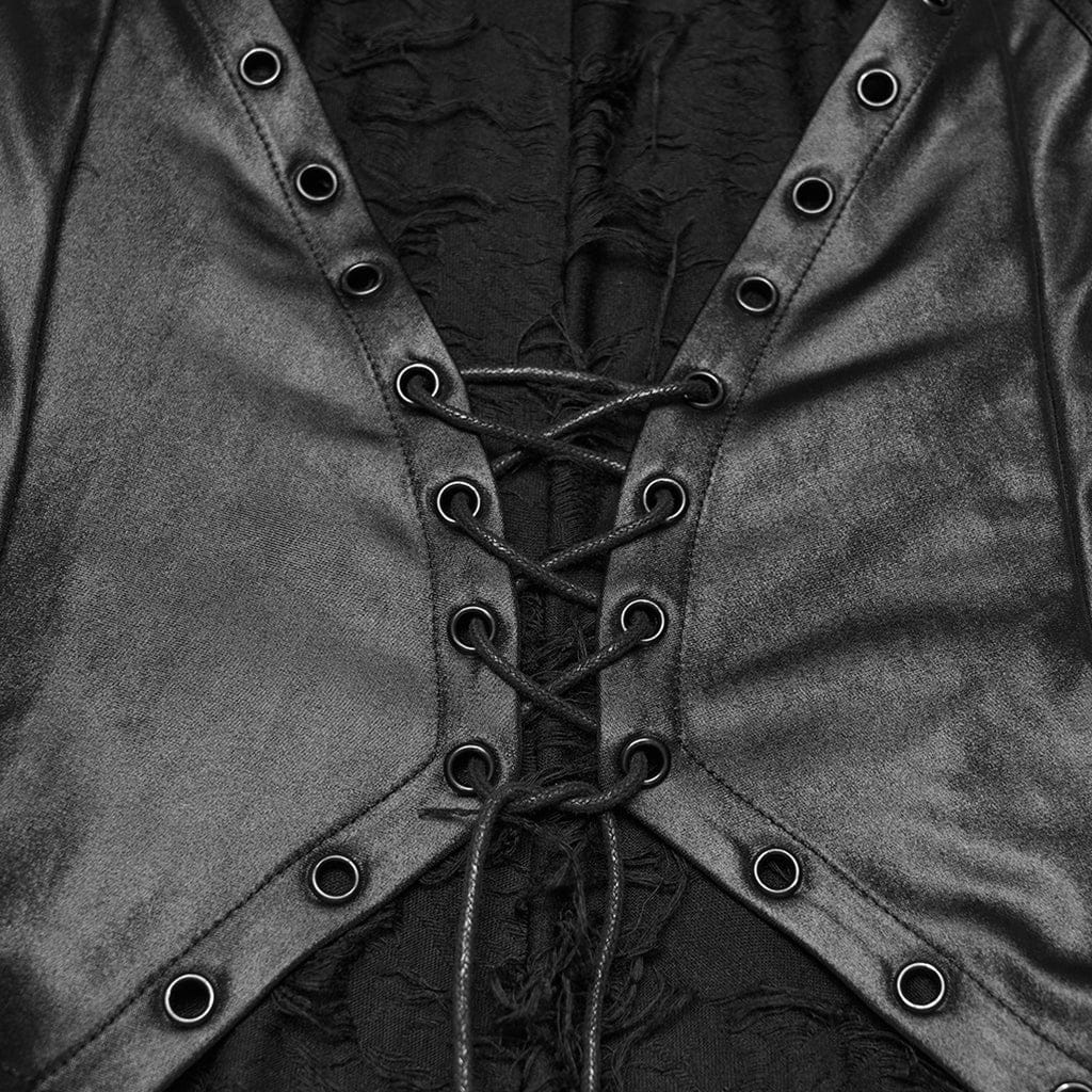 Abito lungo da donna in stile gotico con cappuccio e maniche strappate, abito da laurea - immagine 9