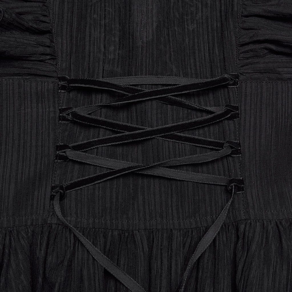 Abito lungo da donna con scollo a V, maniche corte, volant e scollo a V, stile gotico, per laurea - immagine 9