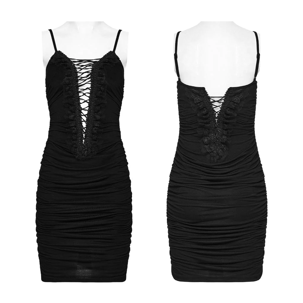 Abito da laurea con arricciature e ritagli in stile gotico da donna - immagine 6