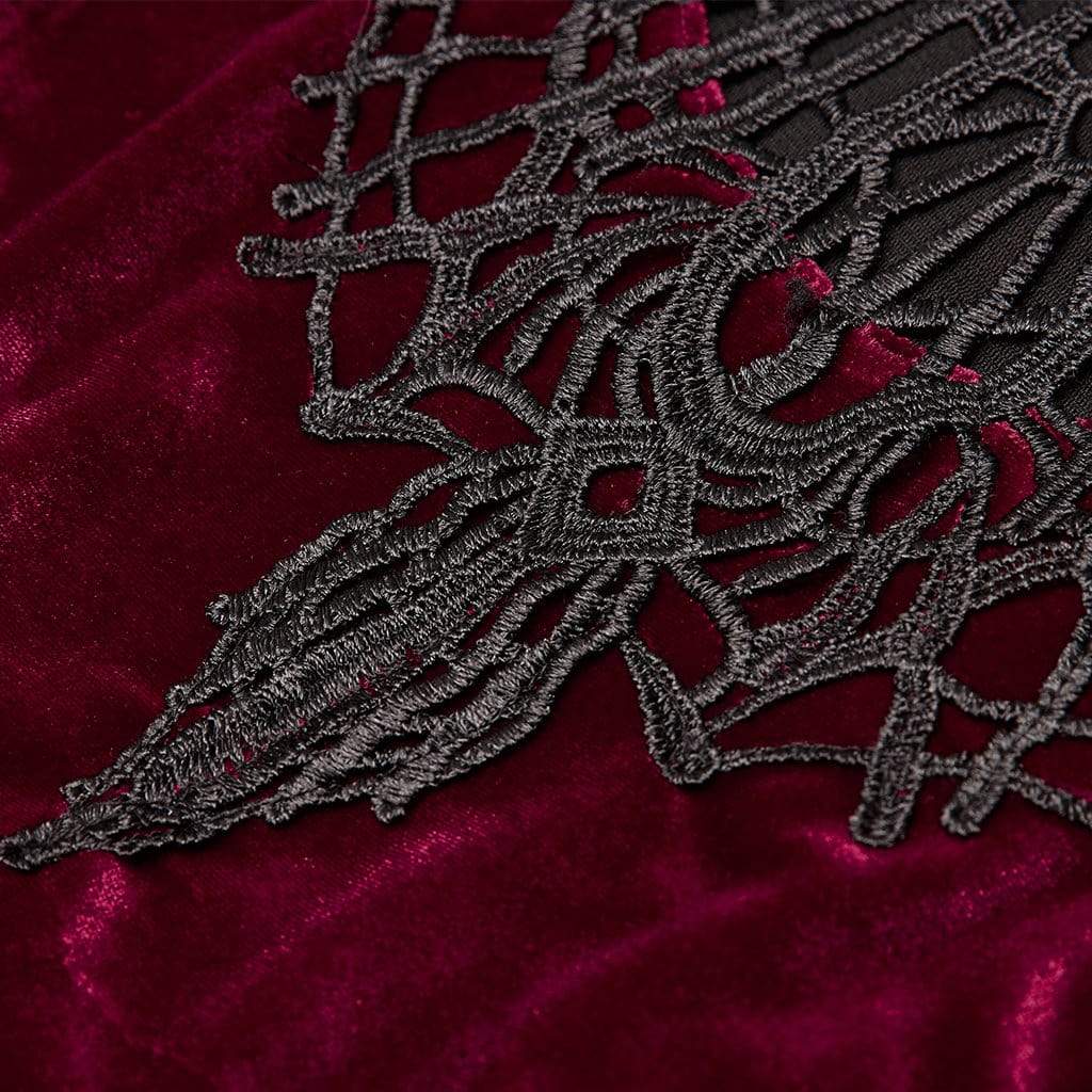 Abito corto con colletto nero e scarlatto gotico taglie forti da donna - immagine 8