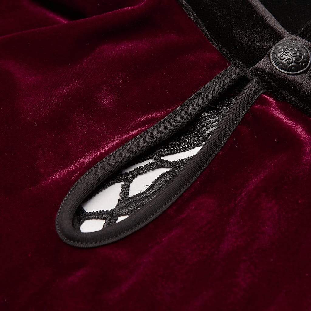 Abito corto con colletto nero e scarlatto gotico taglie forti da donna - immagine 9