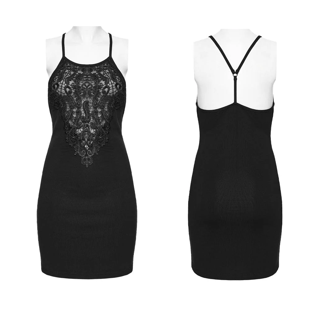 Abito sottoveste aderente e trasparente in stile gotico da donna - immagine 6