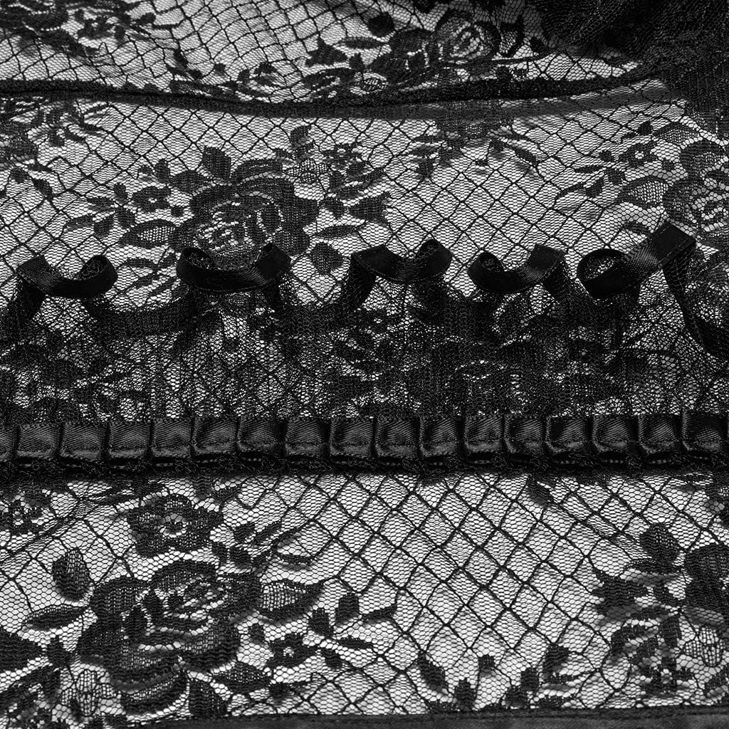 Camicia da donna in pizzo con maniche a sbuffo con colletto alla coreana - immagine 8