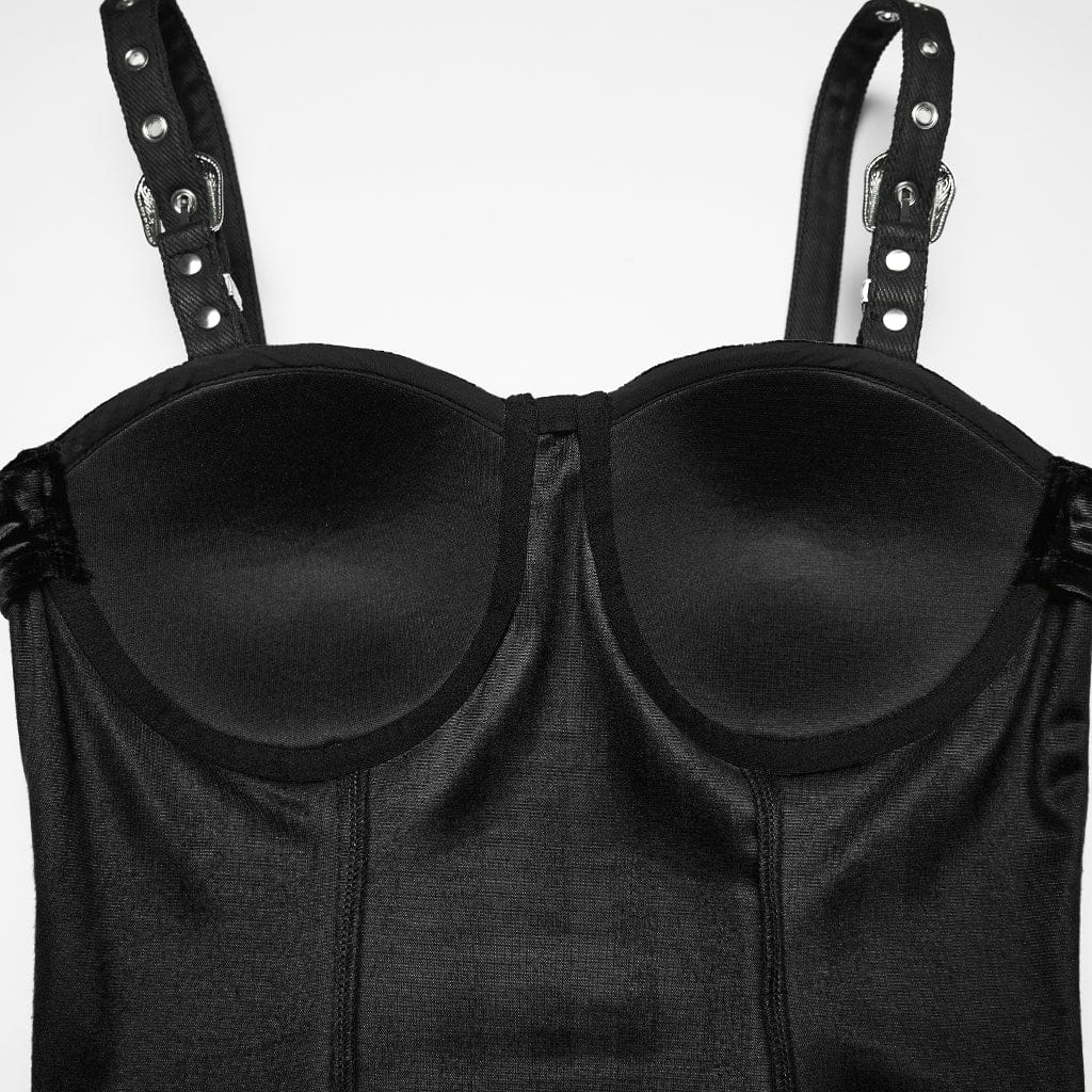 Abito da laurea con lacci a righe gotiche da donna, con fiocco staccabile, nero - immagine 9