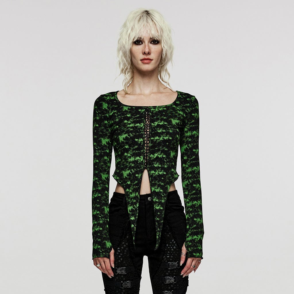 Top corto da donna con colori a contrasto irregolari grunge - immagine 2