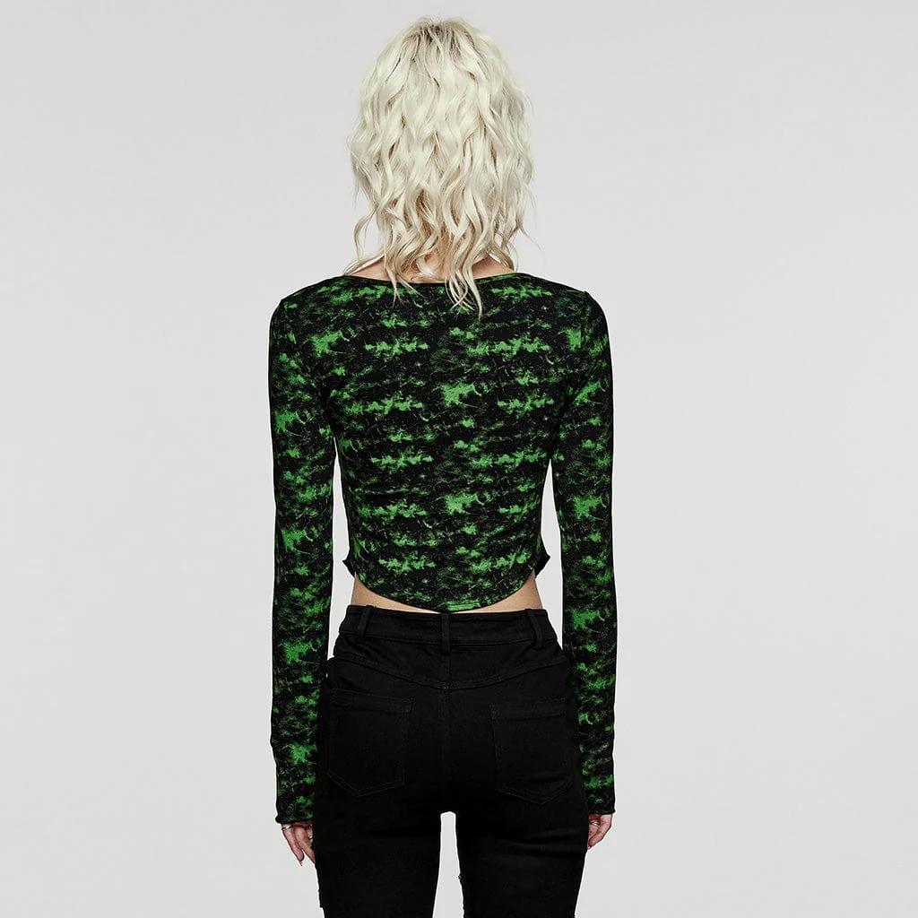 Top corto da donna con colori a contrasto irregolari grunge - immagine 4