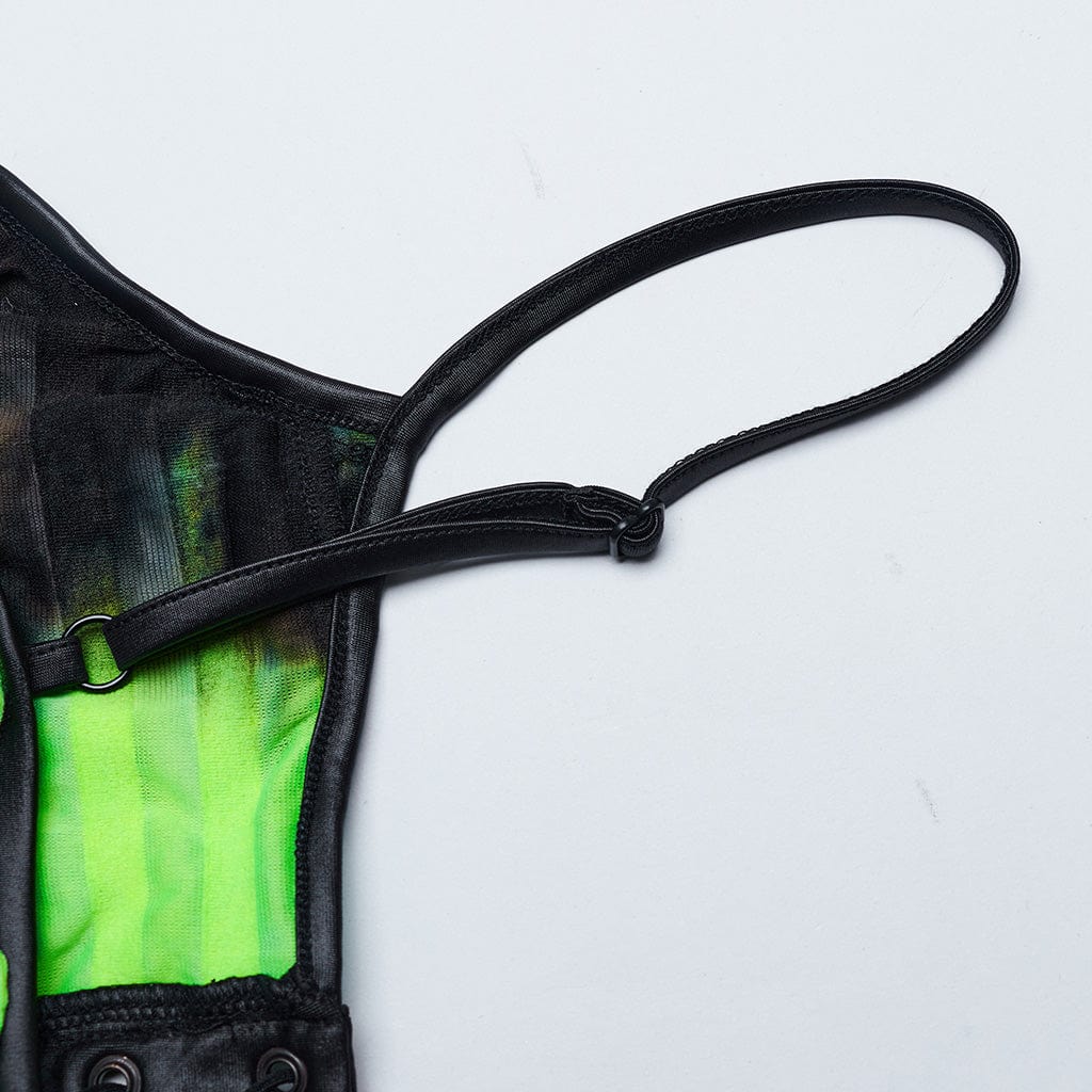 Abito sottoveste tinto in massa con volant grunge da donna verde - immagine 9