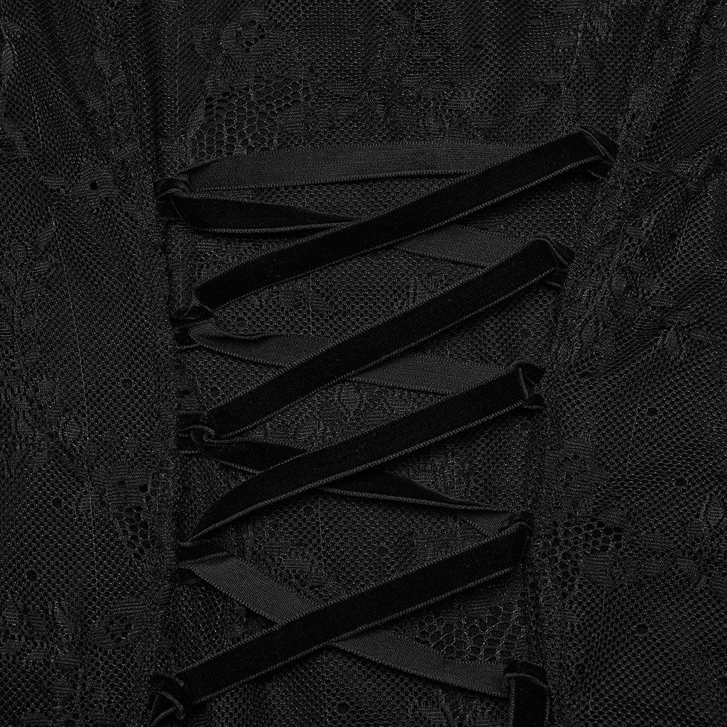 Abito da ballo da donna in pizzo con lacci e maniche svasate gotiche taglie forti - immagine 8