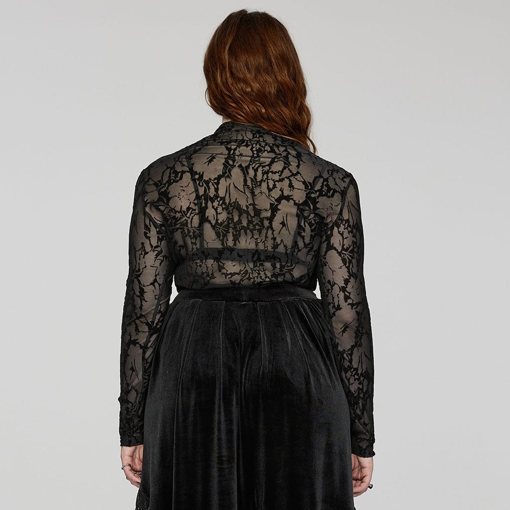 Top da donna in rete velata floccata gotica taglie forti - immagine 4