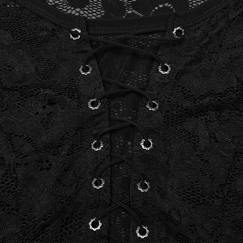 Top in pizzo con lacci irregolari gotici taglie forti da donna - immagine 7