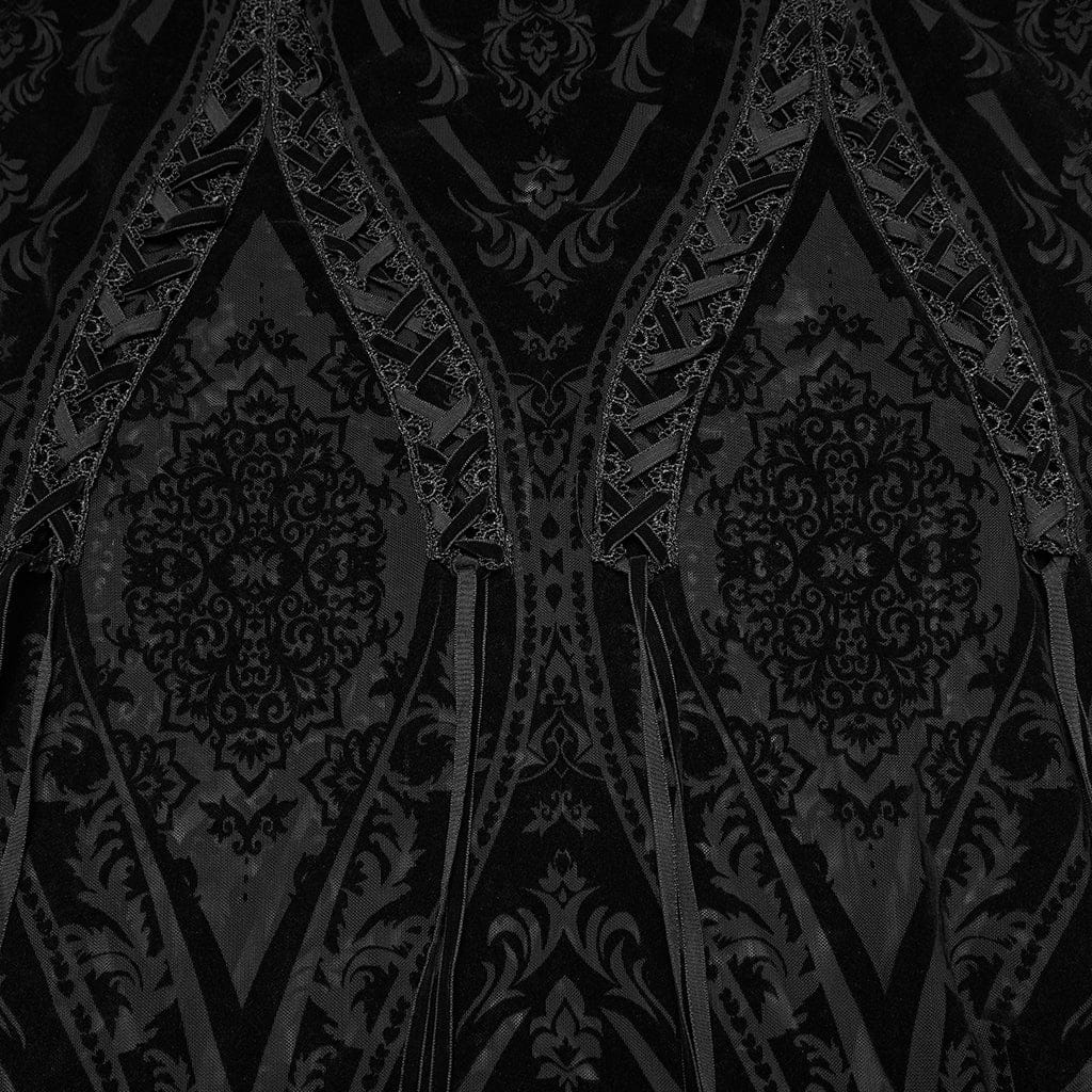 Gonna in rete floccata trasparente con lacci gotici da donna taglie forti - immagine 8