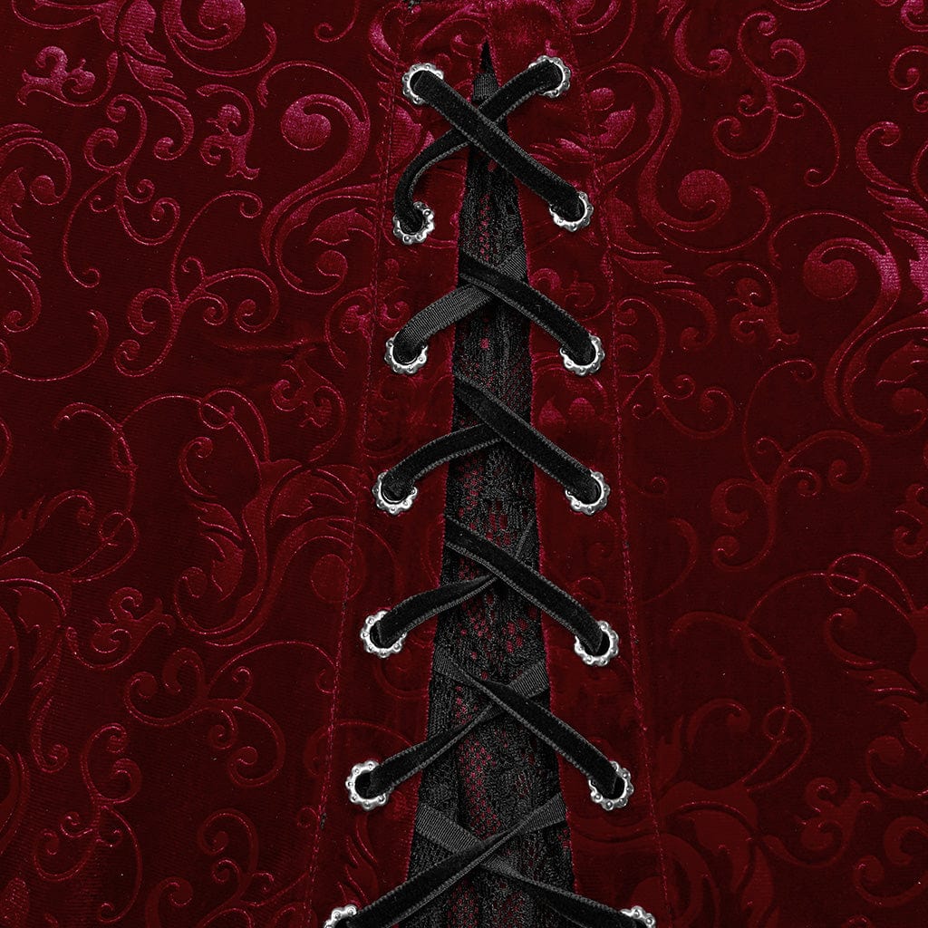 Abito da sposa abito da sposa in velluto rosso con lacci e spalle scoperte gotico taglie forti da donna - immagine 9