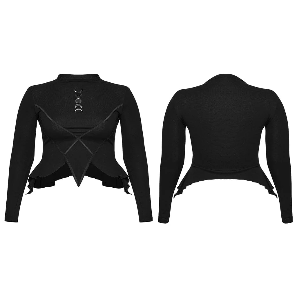 Camicia da donna con stampa punk irregolare a forma di luna, taglie forti - immagine 6