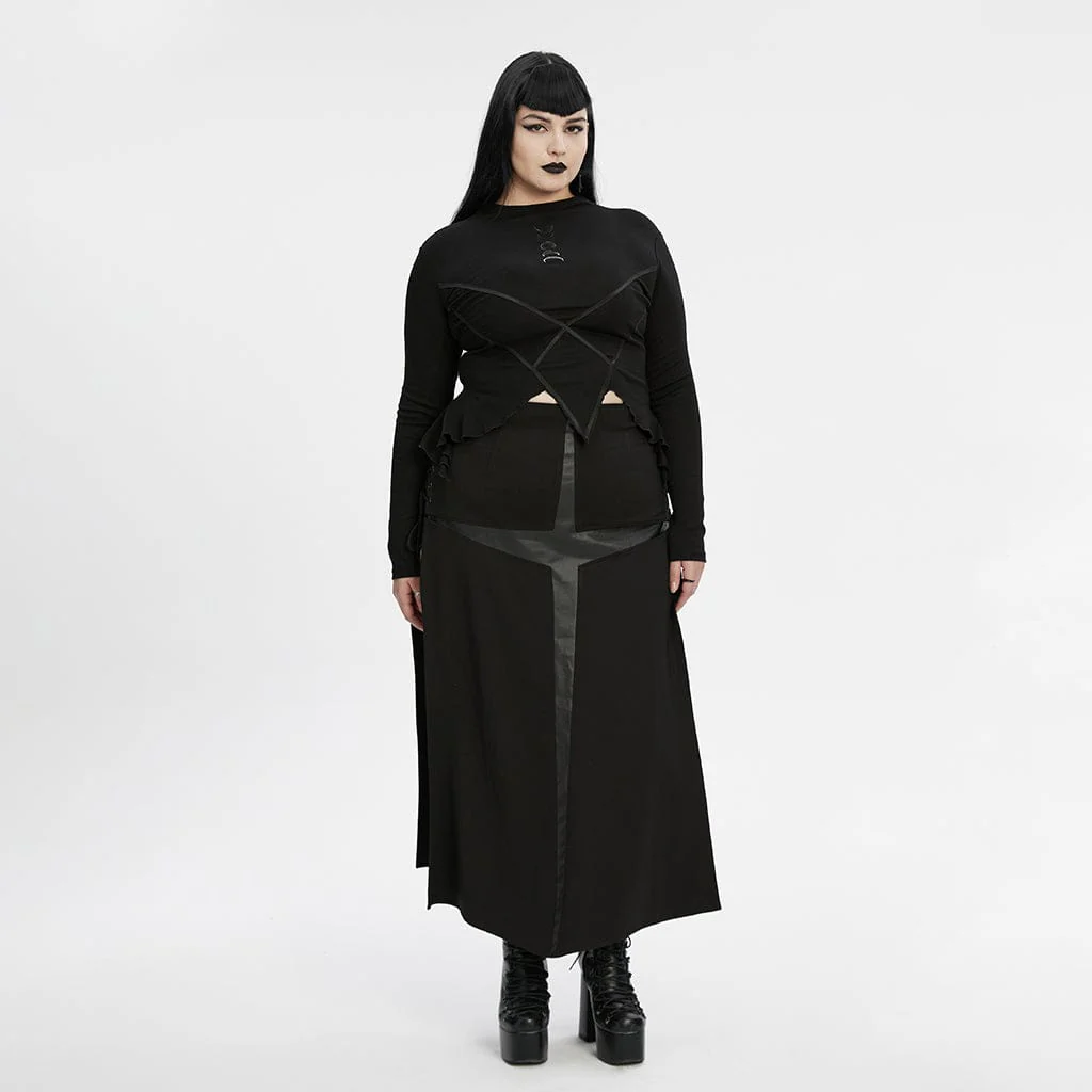 Camicia da donna con stampa punk irregolare a forma di luna, taglie forti - immagine 5