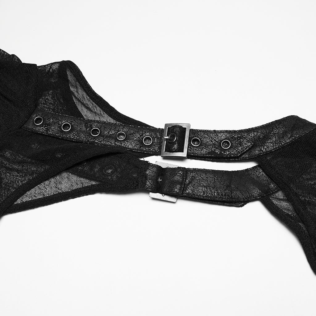 Abito da festa nero punk irregolare con arricciature e mantello con cappuccio da donna taglie forti - immagine 8